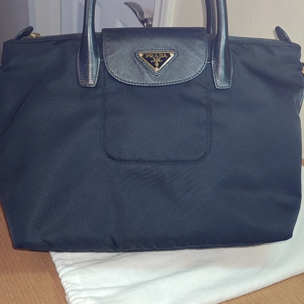 Prada Black Nylon Satchel with Gold Hardware - Picture 12 of 16